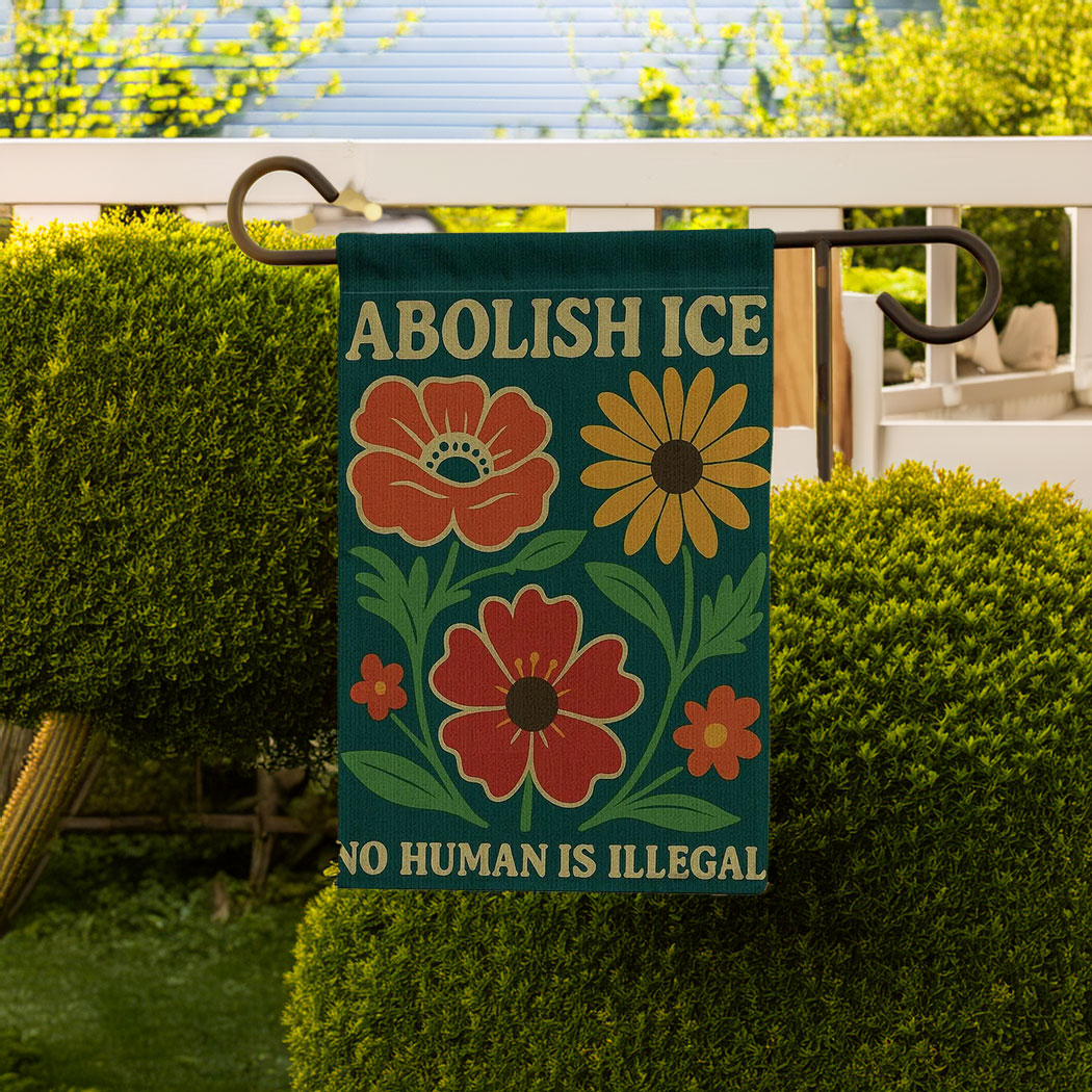 Floral Abolish ICE Human is Illegal Flag