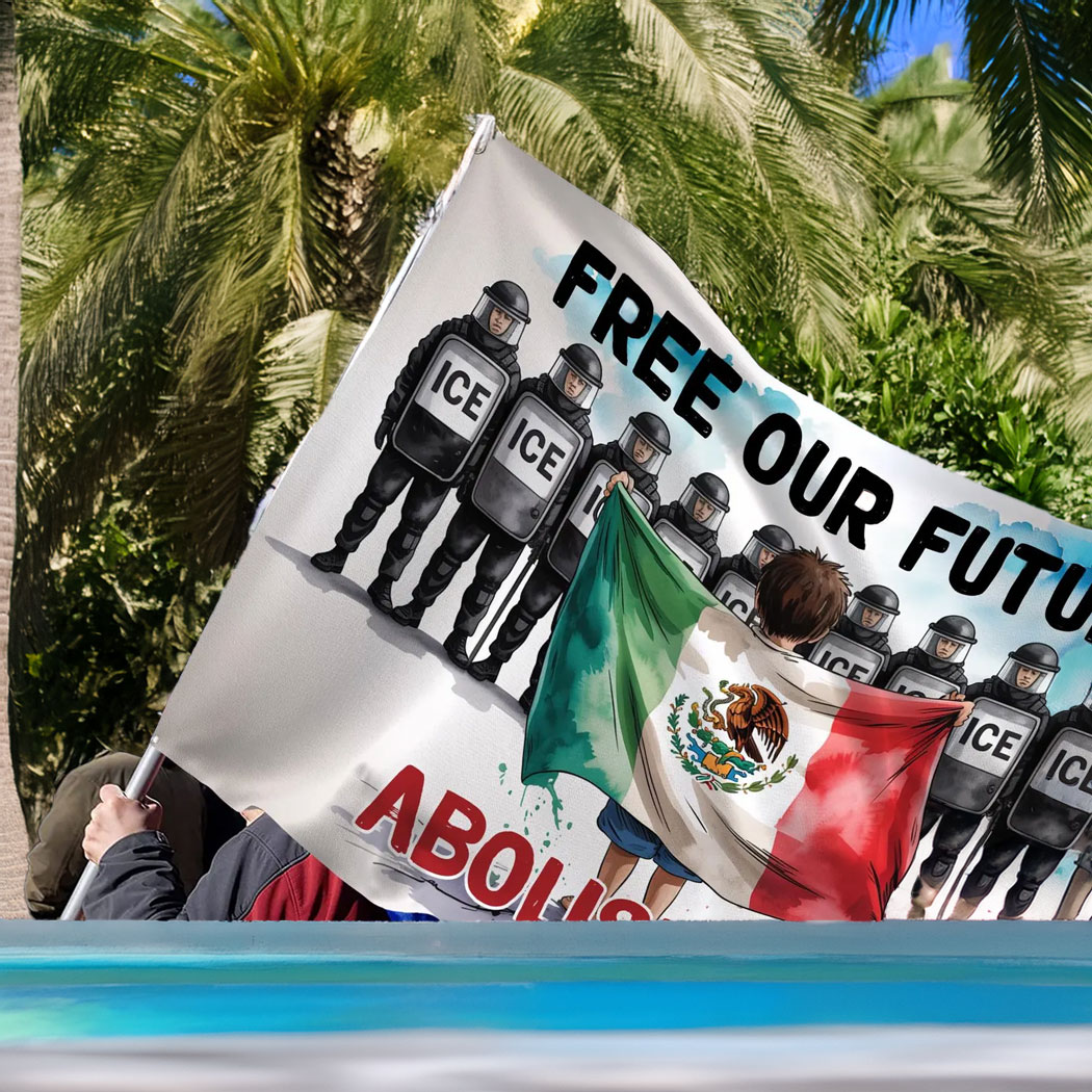 Free Our Future Abolish ICE Human is Illegal House Flag