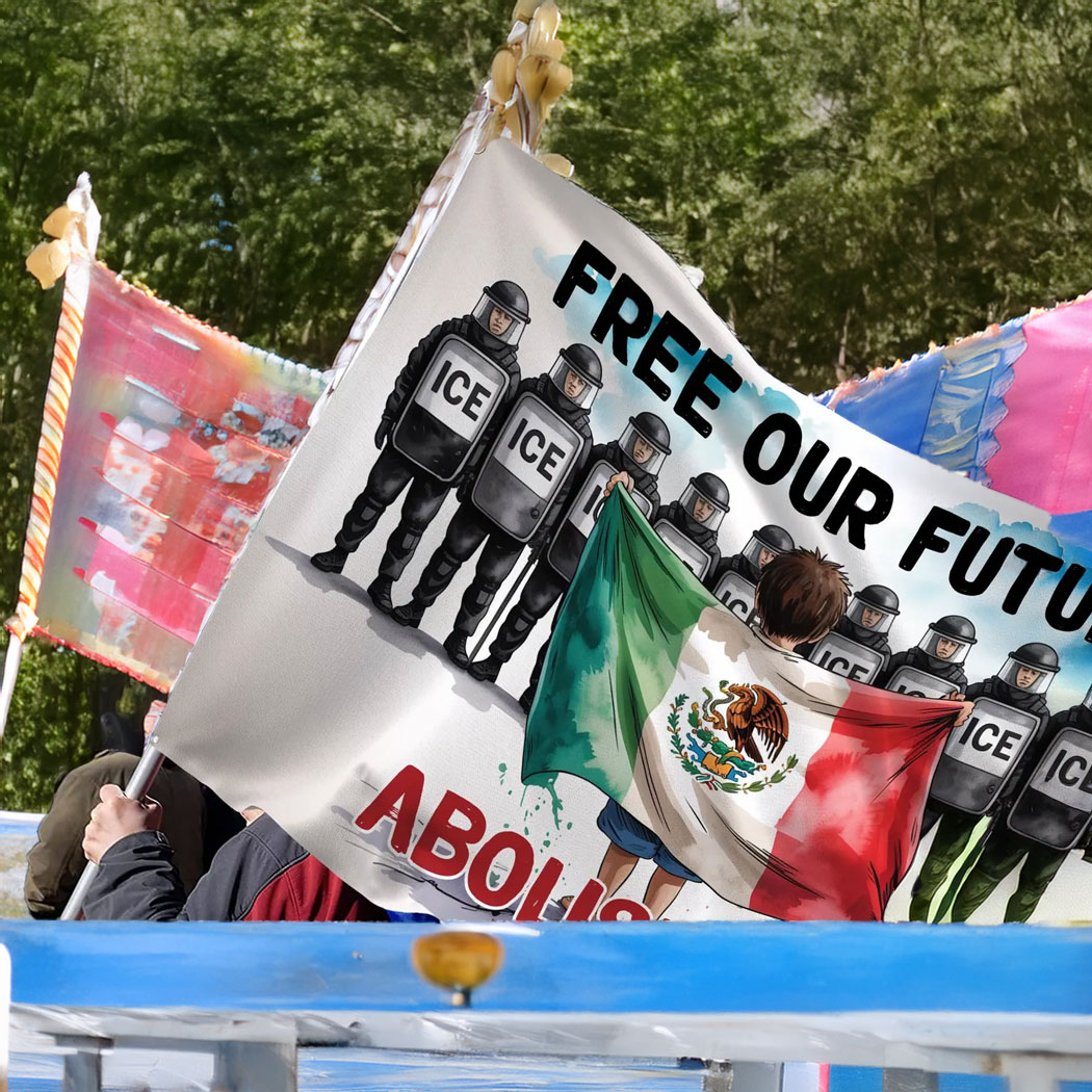 Free Our Future Abolish ICE Human is Illegal House Flag