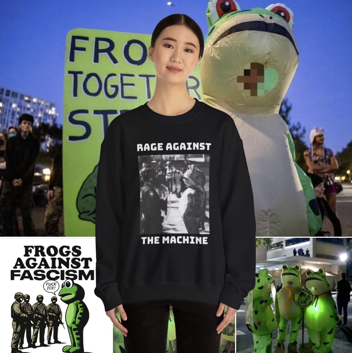 Portland Frog Protest Shirt – Anti ICE Sweatshirt