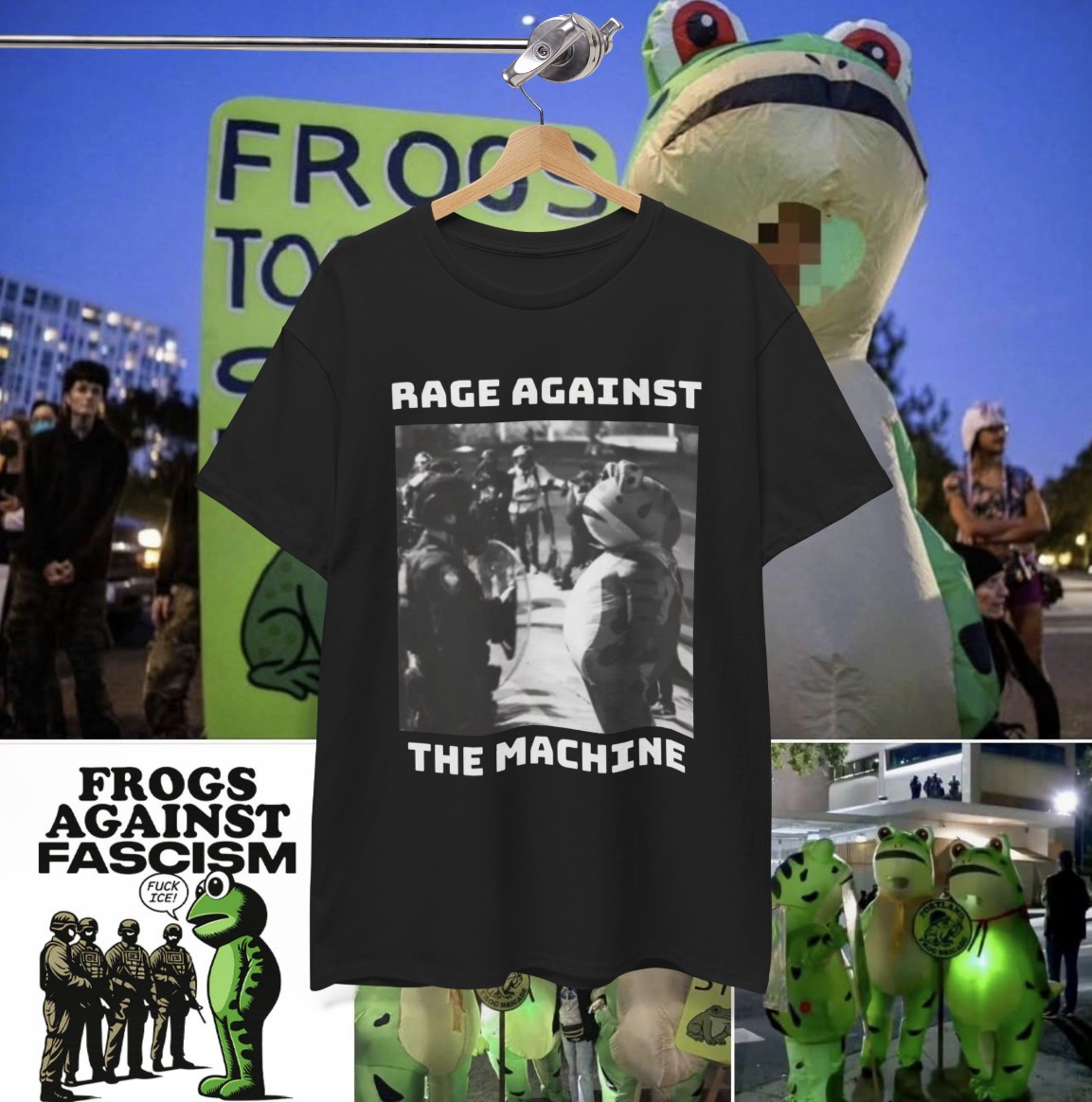 Frogs Against Fascism Fuck ICE T-Shirt