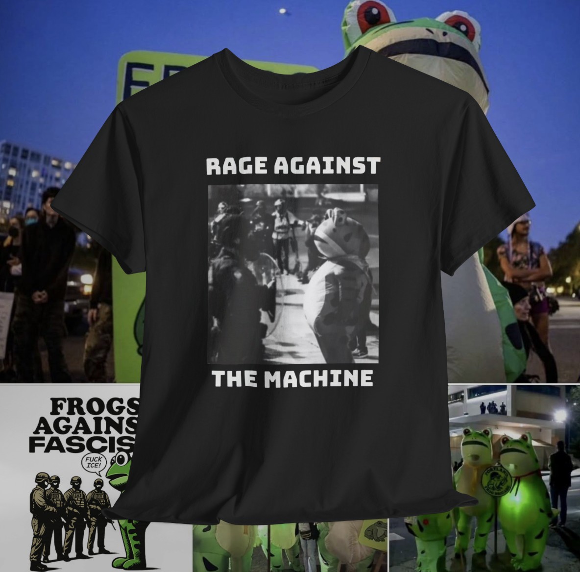 Frogs Against Fascism Fuck ICE T-Shirt