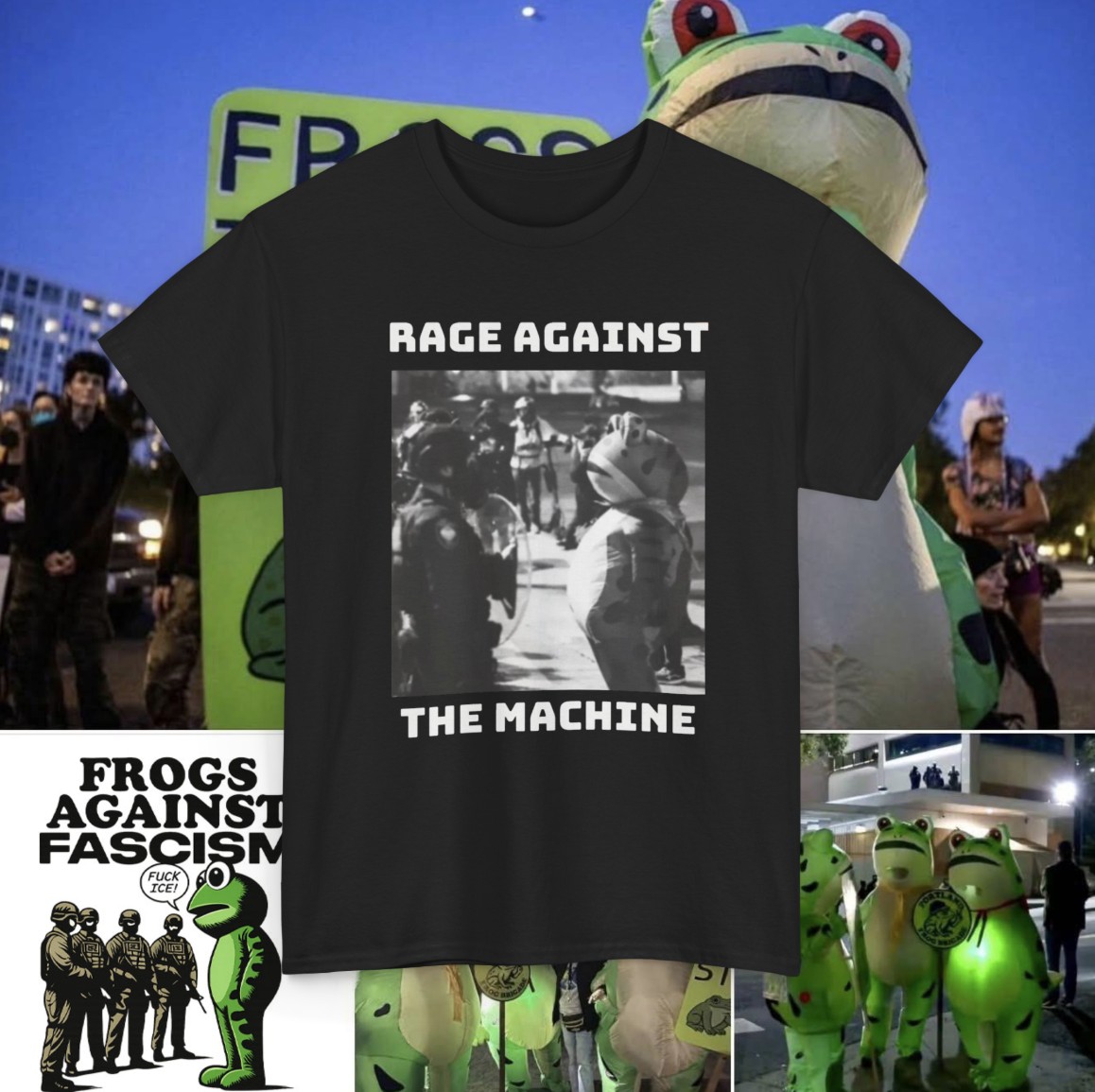 Frogs Against Fascism Fuck ICE T-Shirt