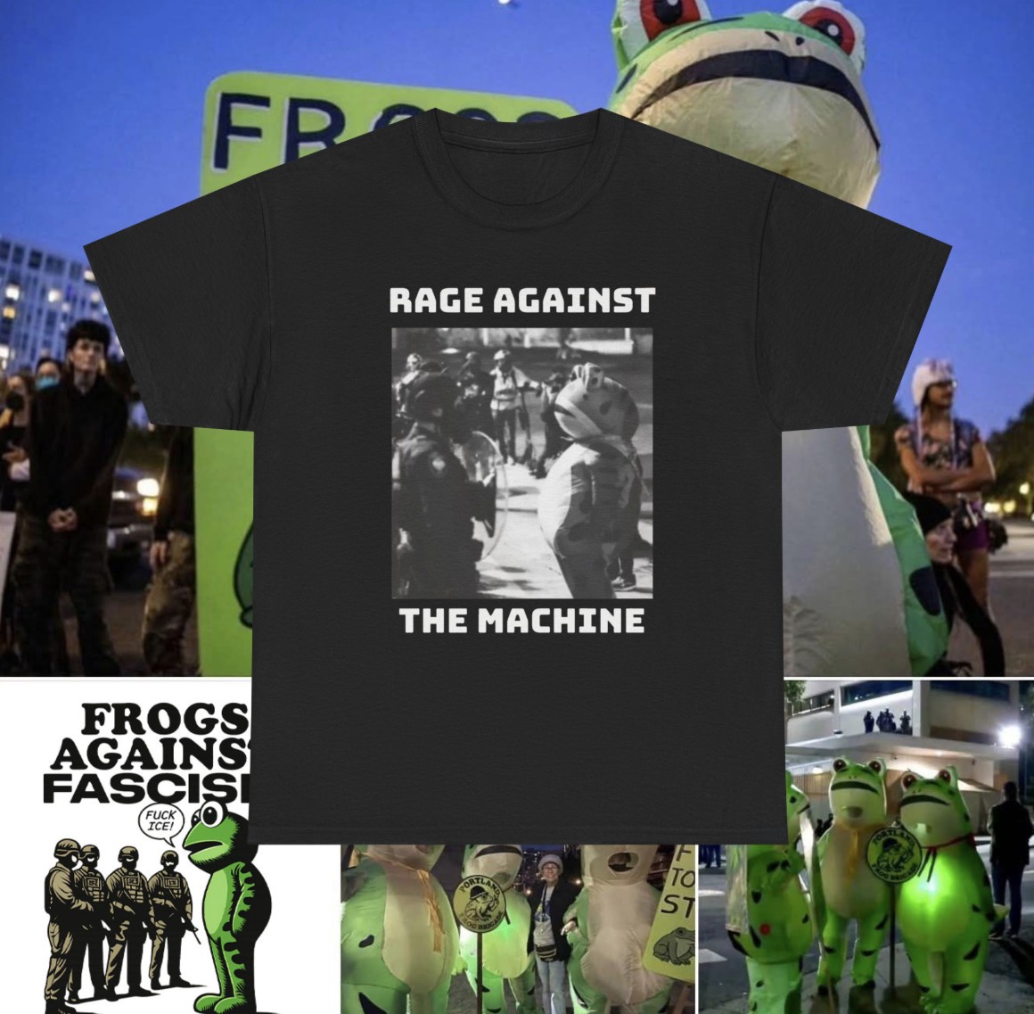 Frogs Against Fascism Fuck ICE T-Shirt